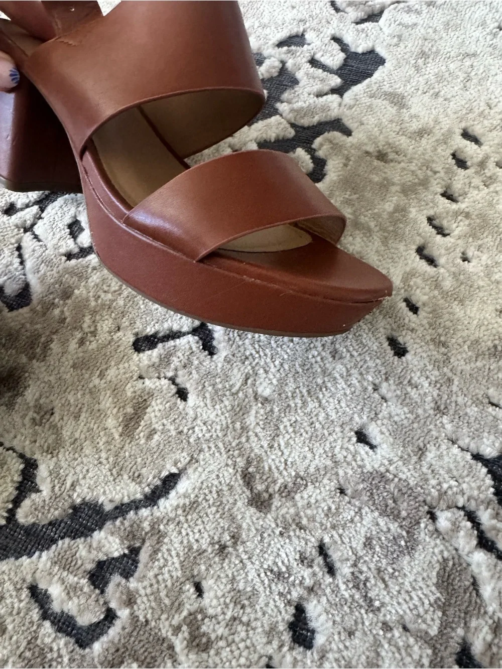 AEROSOLES Cognac Platform Block Heel Sandals